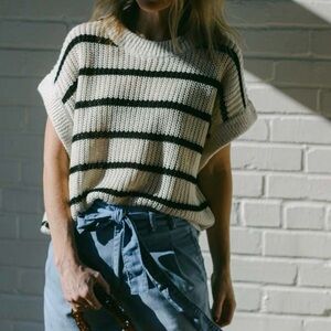 Apiece Apart linen Knit Sweater Top Olivia size Small oversized New cream black
